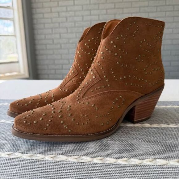 Dingo Denim N Diamonds Studded Zippered Cowboy Booties Size 9 - Picture 1 of 6